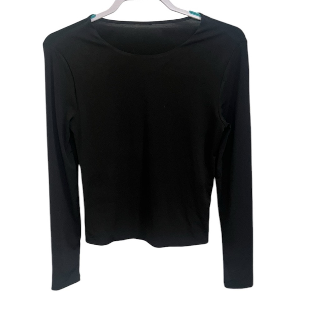 Satin Black Ling Sleeve Blouse